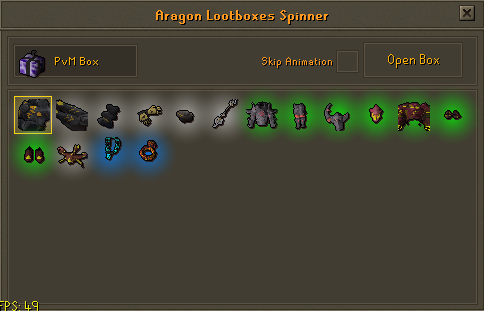 Items in Lootboxes have a glow rarity-based.